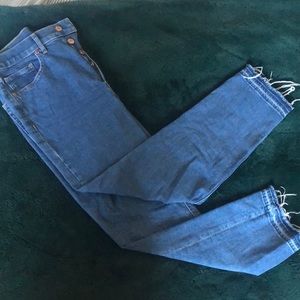 High waisted button fly jeans